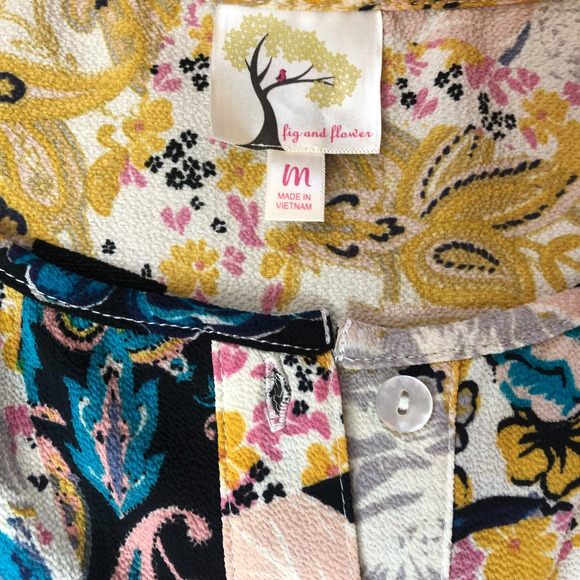 Fig And Flower Anthropologie Women Multicolor Floral Button Tunic Dress Size M - Picture 3 of 8